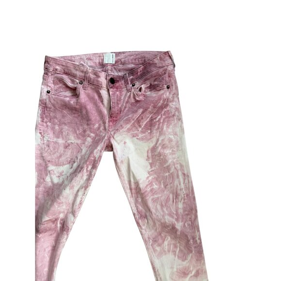 FLYING MONKEY Red White Swirl Dyed Denim Skinny Jeans Size 29 - Picture 9 of 9
